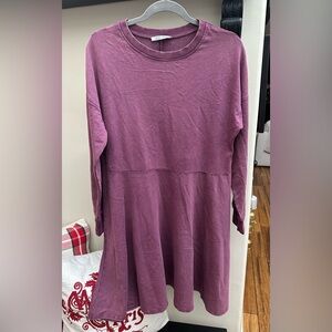 Zara Plum Maroon Terry Long Sleeve Sweatshirt Dress Sz S Cute